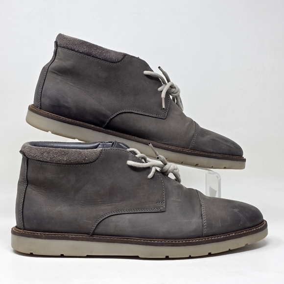 Clarks Collection Gray Leather Cap Toe Chukka Boots 14885 Men's US Size 11 M - Picture 2 of 11